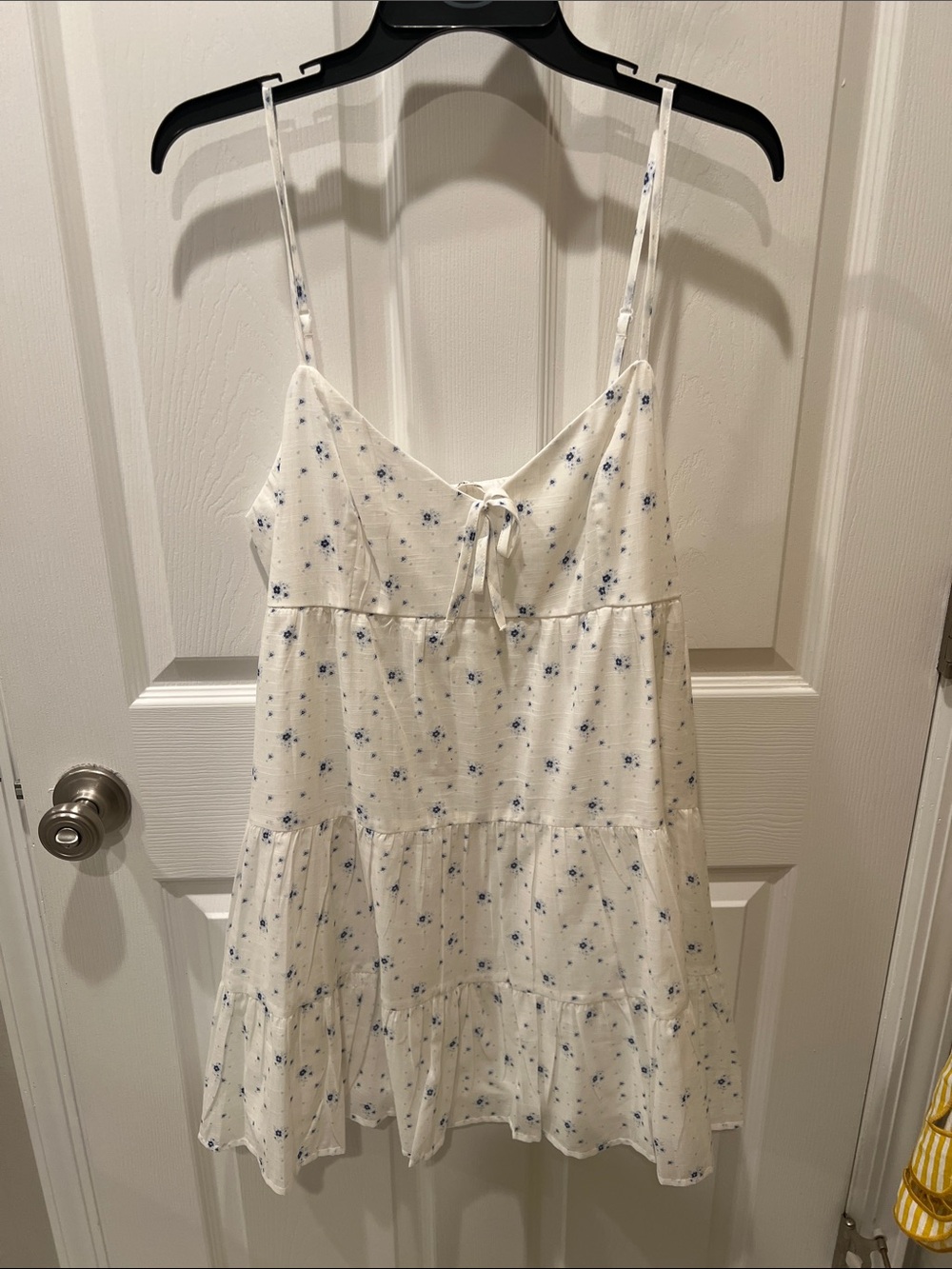 No Boundaries Cream Mini Dress with Blue Floral Print
